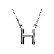 Sterling Silver Block Initial H 16" Necklace
