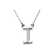 Sterling Silver Block Initial I 16" Necklace
