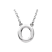 Sterling Silver Block Initial O 16" Necklace