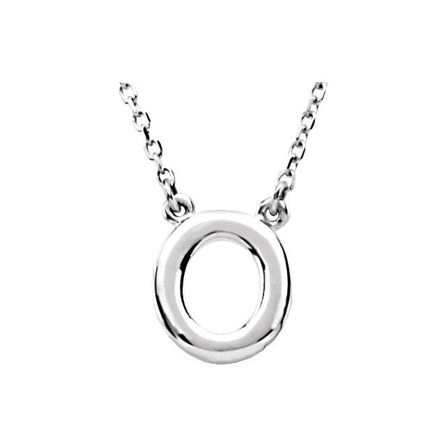 Sterling Silver Block Initial O 16" Necklace