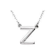 Sterling Silver Block Initial Z 16" Necklace