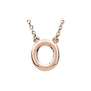 14K Gold Block Font Initial Necklace 16" in Rose Yellow & White