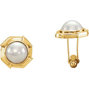 14K Yellow Mabe Cultured Pearl Cuff Links