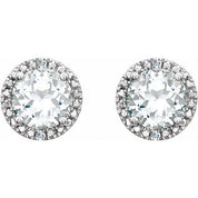 Sterling Silver Lab-Grown White Sapphire & .01 CTW Natural Diamond Earrings