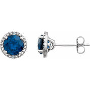 Sterling Silver Lab-Grown Blue Sapphire & .01 CTW Natural Diamond Earrings