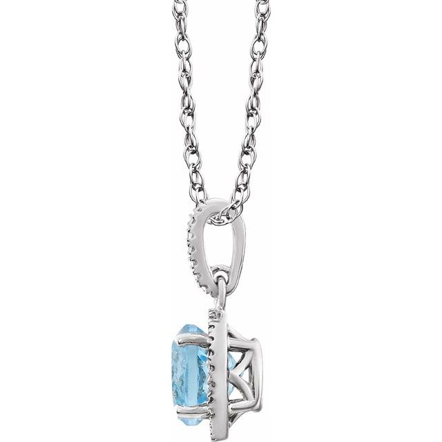 Sterling Silver Natural Sky Blue Topaz & .01 CTW Natural Diamond 18" Necklace