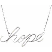 14K White .08 CTW Natural Diamond "Hope" Phrase 16 1/2* Necklace