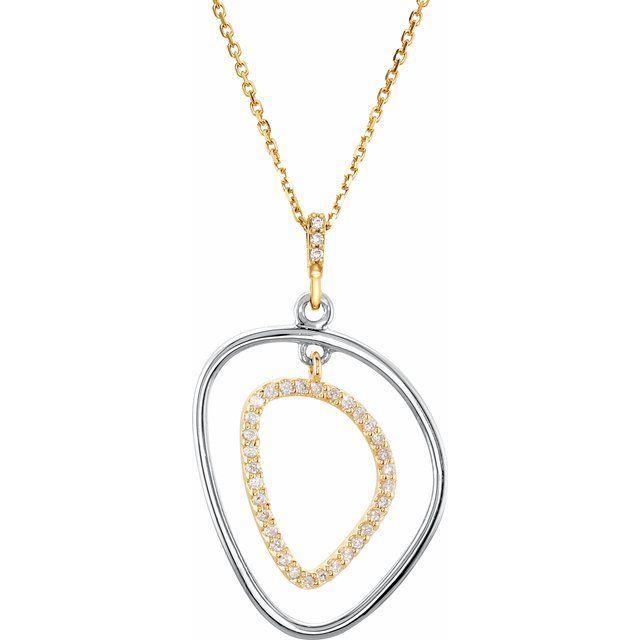 Sterling Silver & 14K Yellow 1/6 CTW Natural Diamond Open Silhouette Necklace - Motek Jewelry