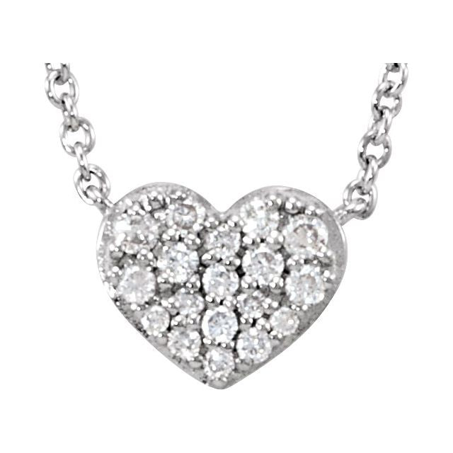 14K White 1/10 CTW Natural Diamond Heart 18" Necklace