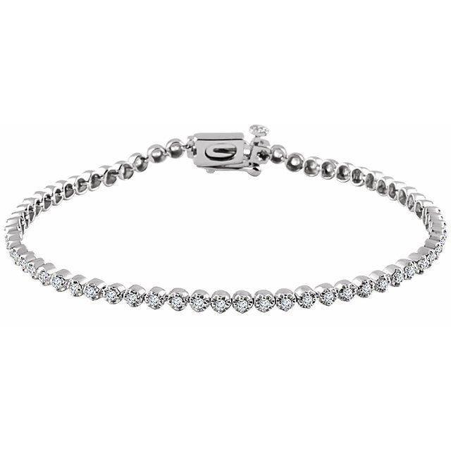 14K White 1 CTW Natural Diamond Line 7" Bracelet