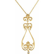 14K Yellow .08 CTW Natural Diamond Fleur-de-Lis 18" Necklace