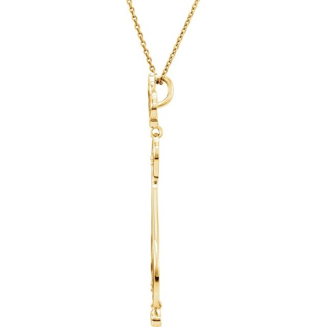 14K Yellow .08 CTW Natural Diamond Fleur-de-Lis 18" Necklace