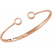 14K Rose 1/6 CTW Natural Diamond Circle Hinged Cuff 7" Bracelet