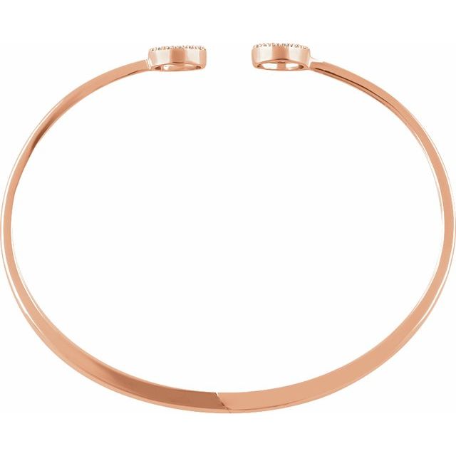14K Rose 1/6 CTW Natural Diamond Circle Hinged Cuff 7" Bracelet