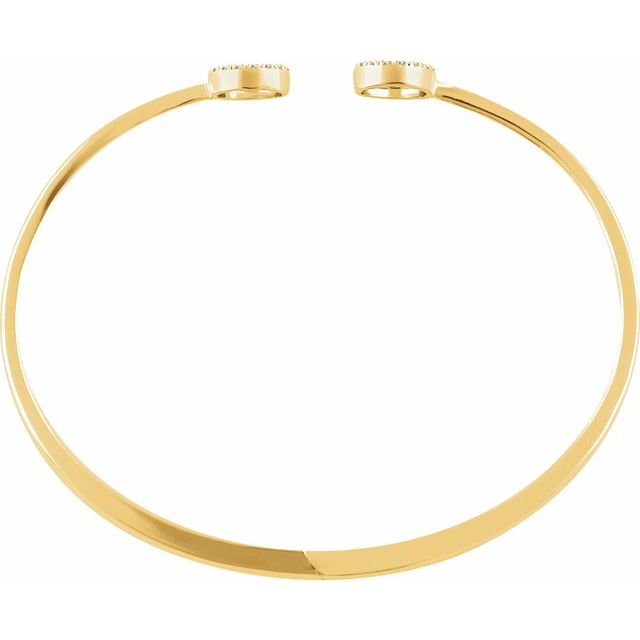 14K Yellow 1/6 CTW Natural Diamond Circle Hinged Cuff 7" Bracelet