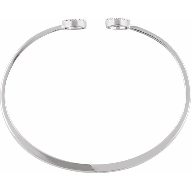 14K White 1/6 CTW Natural Diamond Circle Hinged Cuff 7" Bracelet