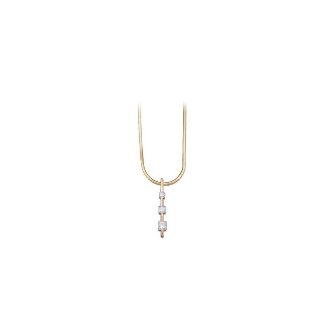 14K Yellow 1/2 CTW Natural Diamond Three-Stone Bar 18" Necklace