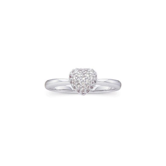 14K White Gold 1/5 CTW Natural Diamond Heart Ring - Elegant Design