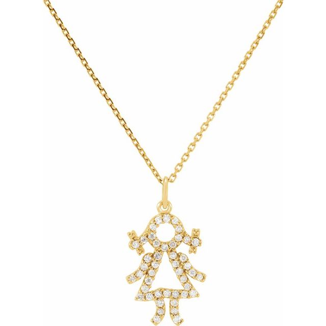 14K Yellow 1/5 CTW Natural Diamond Girl 16" Necklace