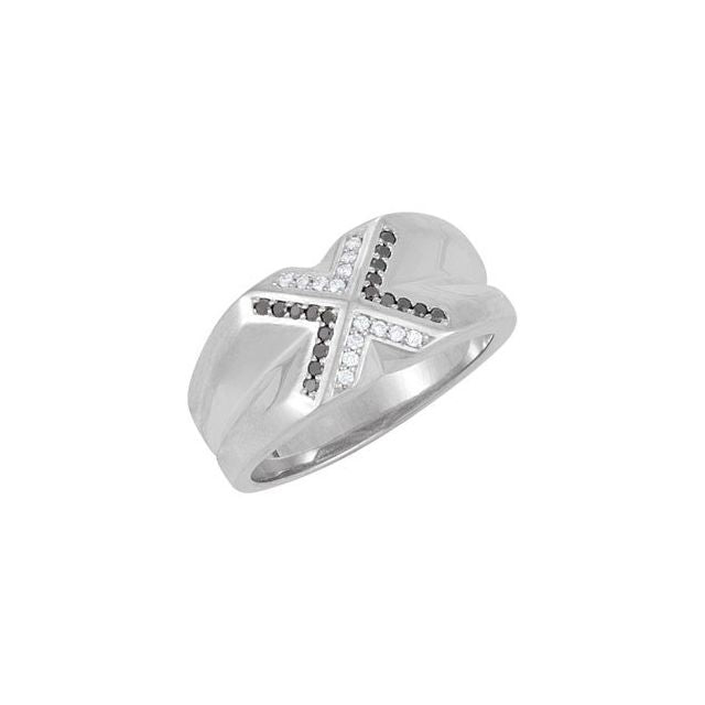 Sterling Silver 1/4 CTW Natural Black & White Diamond Ring