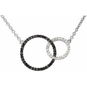 14K White 1/3 CTW Natural Black & White Diamond Circle 18" Necklace