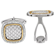 Sterling Silver & 14K Yellow 1/2 CTW Natural Diamond Snake Print Cuff Links