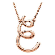 14K Rose Script Initial E 16" Necklace