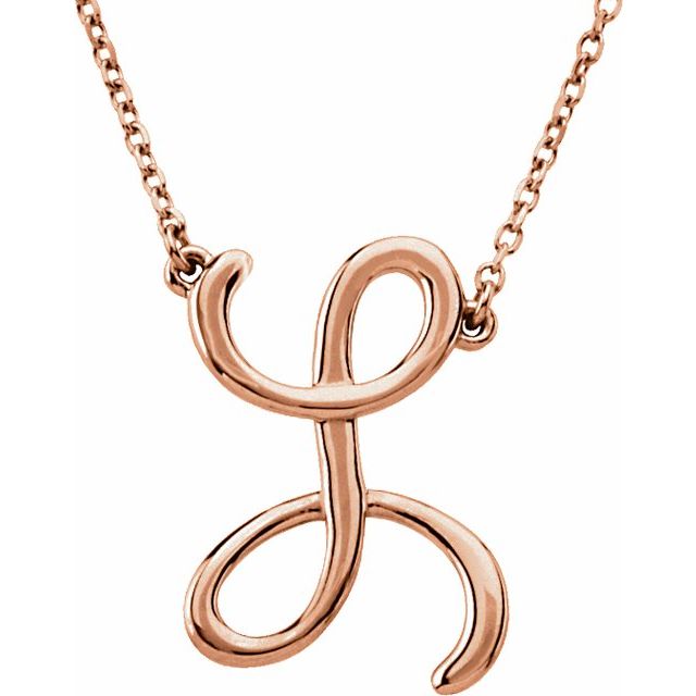 14K Rose Script Initial L 16" Necklace