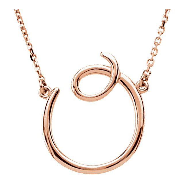 14K Rose Script Initial O 16" Necklace