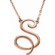 14K Rose Script Initial S 16" Necklace