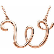 14K Rose Script Initial W 16" Necklace