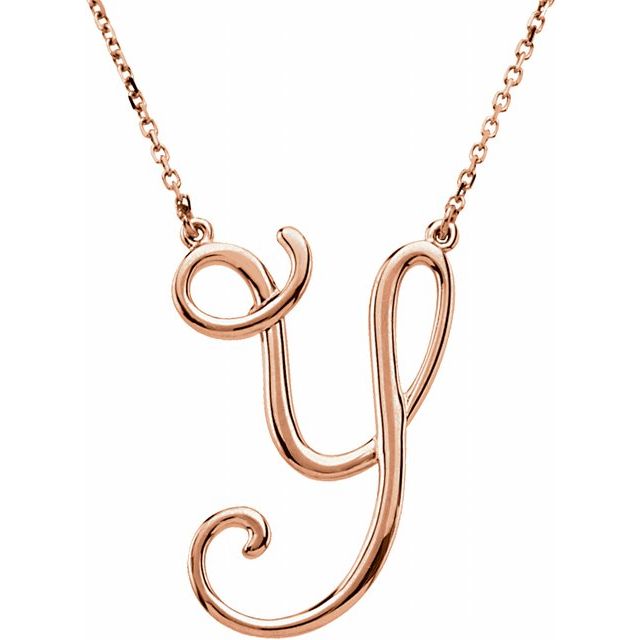 14K Rose Script Initial Y 16" Necklace