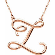 14K Rose Script Initial Z 16" Necklace