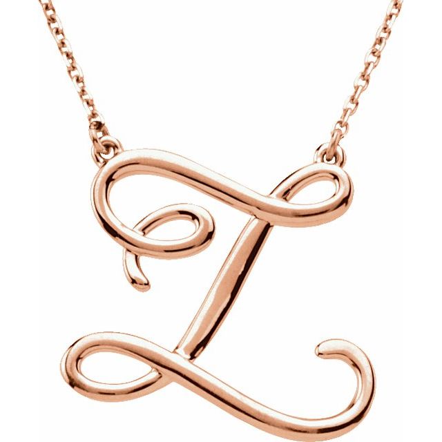 14K Rose Script Initial Z 16" Necklace