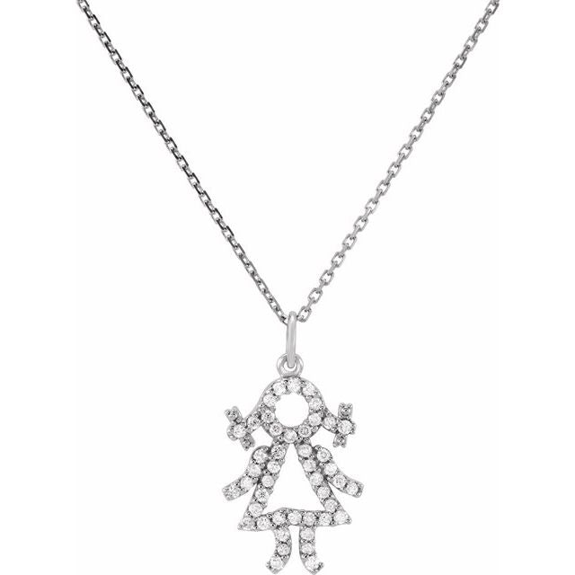 Platinum 1/5 CTW Natural Diamond Girl 16" Necklace