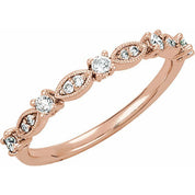 14K Rose Gold 1/5 CTW Natural Diamond Stackable Ring - Perfect for Layering