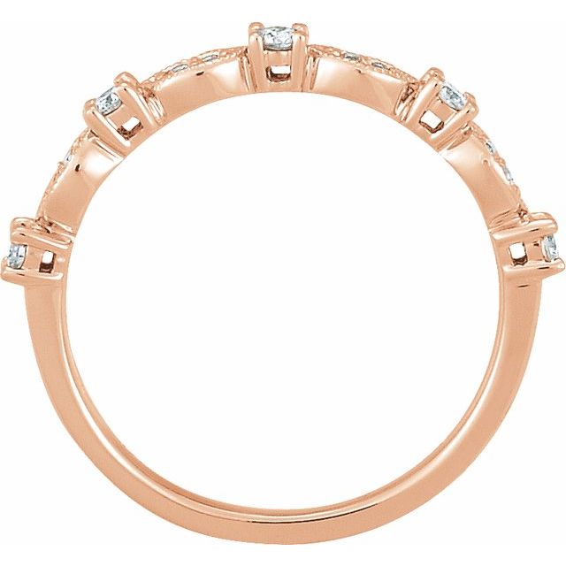 14K Rose Gold 1/5 CTW Natural Diamond Stackable Ring - Perfect for Layering