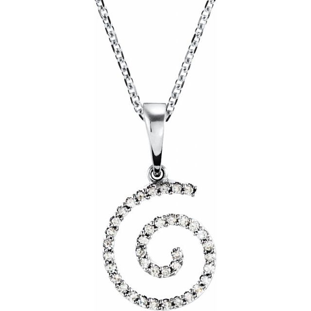14K White 1/5 CTW Natural Diamond Spiral 16" Necklace