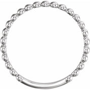 14K White 2 mm Stackable Beaded Ring