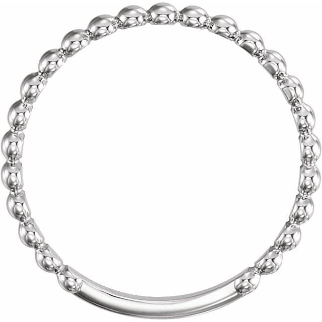 14K White 2 mm Stackable Beaded Ring