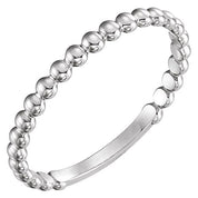 14K White 2 mm Stackable Beaded Ring