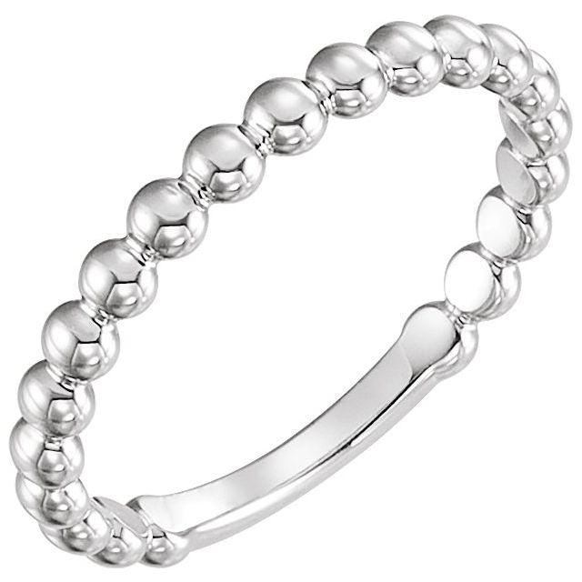 Platinum 2.5 mm Stackable Beaded Ring