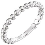 14K White 2.5 mm Stackable Beaded Ring