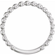 14K White 2.5 mm Stackable Beaded Ring