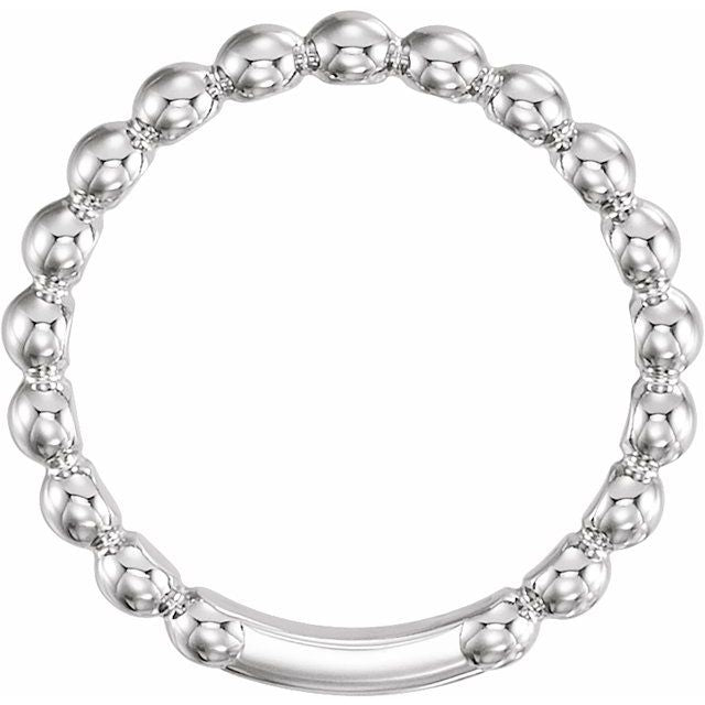 Platinum 3 mm Stackable Beaded Ring