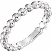 Platinum 3 mm Stackable Beaded Ring