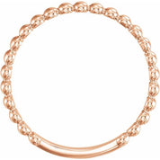 14K Rose 2 mm Stackable Beaded Ring