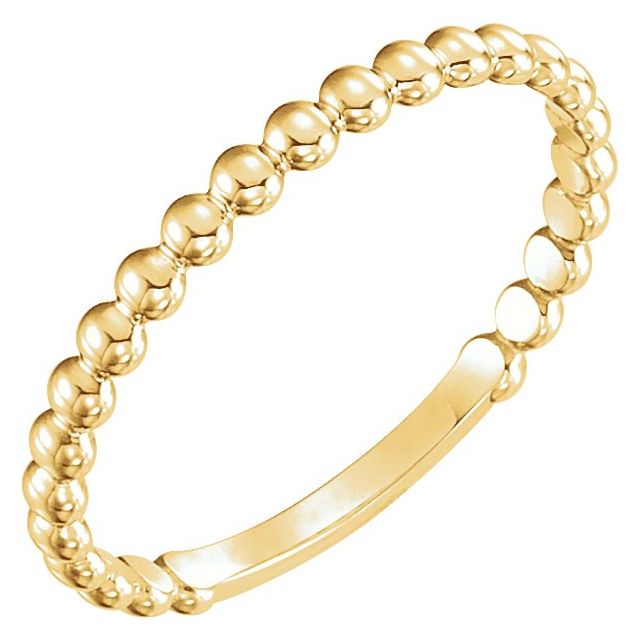 14K Yellow 2 mm Stackable Beaded Ring
