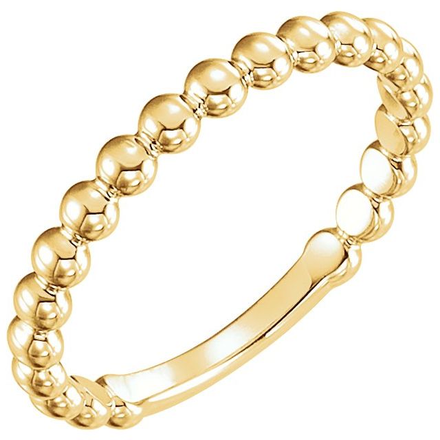 14K Yellow 2.5 mm Stackable Beaded Ring