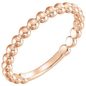 14K Rose 2.5 mm Stackable Beaded Ring